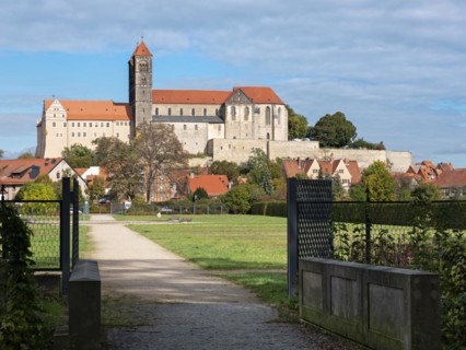 View of the Schlossberg with St Servatius collegiate church and Renaissance castle, UNESCO World