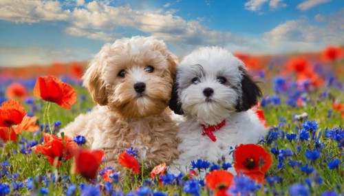 KI generated, animal, animals, mammal, mammals, Maltipoo (Canis lupus familiaris), dog, dogs,