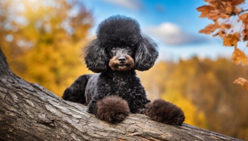 KI generated, animals, mammals, dog, domestic dogs (Canis lupus familiaris), black, black,