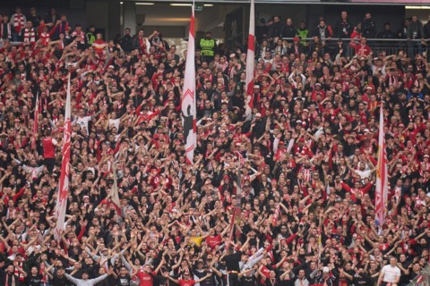 Bundesliga Eintracht Frankfurt-Union Berlin at Deutsche Bank Park in Frankfurt. Berlin's fans.