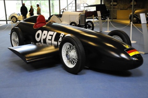 Opel RAK 2 built in 1928, Deutsches Automuseum Langenburg, Focussed view of a historic black Opel