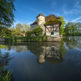 Kleinbardorf moated castle, municipality of Sulzfeld, Hassberge, Rhoen-Grabfeld, Lower Franconia,
