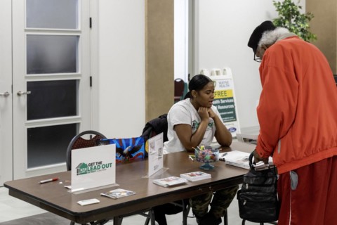 Detroit, Michigan, A woman explains the city's plan to replace all lead water service lines at a