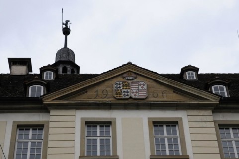 Langenburg Castle, roof of a building with weather vane and the year 1906, Langenburg Castle,