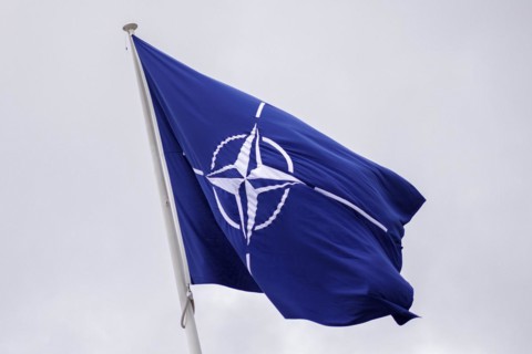 Symbolic image at the meeting of NATO foreign ministers. Brussels, 03.04.2024. Photographed on