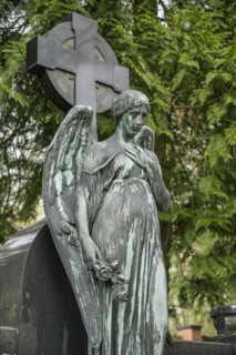 Angel figure, grave, North Cemetery, Wiesbaden, Hesse, Germany, Europe