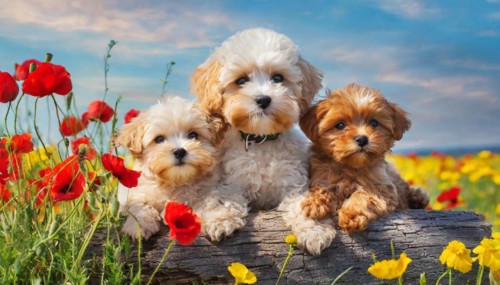 KI generated, animal, animals, mammal, mammals, Maltipoo (Canis lupus familiaris), dog, dogs,