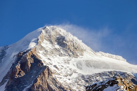 Gran Paradiso, Grand Paradis on a windy day in winter, mountain top in the Graian Alps between the