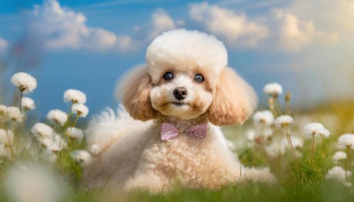 KI generated, animals, mammals, dog, domestic dogs (Canis lupus familiaris), apricot,