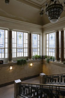 Interior view, staircase, Janacek Academy of Music and Performing Arts, Brno, Jihomoravsky kraj,