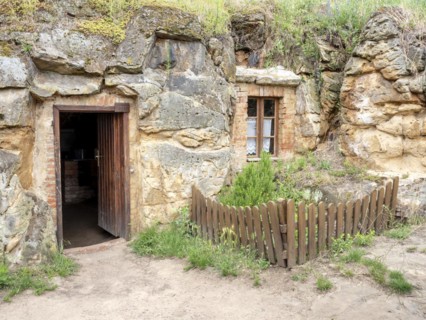 Cave dwelling on the Schaeferberg in Langenstein, Harz foreland, Halberstadt, Saxony-Anhalt,