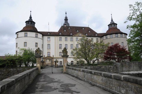 Langenburg Castle, Baroque castle with towers and cloudy sky, Langenburg Castle, Langenburg,