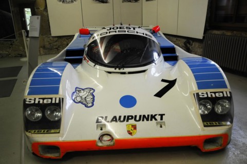 Deutsches Automuseum Langenburg, White Porsche racing car with Blaupunkt and Shell logos, Deutsches