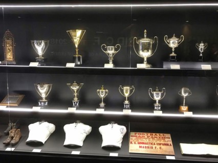 Football stadium Estadio Santiago Bernabeu, Cups, Real Madrid, Madrid, Spain, Europe