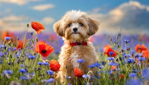 KI generated, animal, animals, mammal, mammals, Maltipoo (Canis lupus familiaris), dog, dogs,