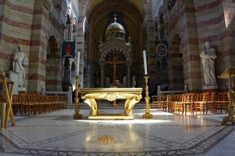 Marseille Cathedral or Cathedrale Sainte-Marie-Majeure de Marseille, 1852-1896, Marseille, Golden