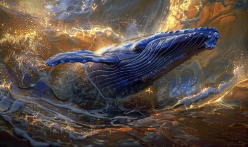 Digital painting style illustration of a humpback whale in the ocean AI generated