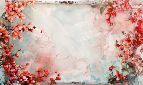 Copper frame on watercolor background, space for text AI generated