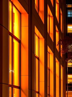 Modern hospital at dawn glass surfaces mirroring early morning sky, AI generated, modern,