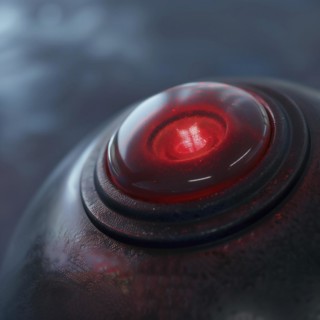 Close-up of a red alarm button with metallic texture, AI generated