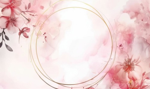 Thin golden frame on watercolor background, space for text AI generated