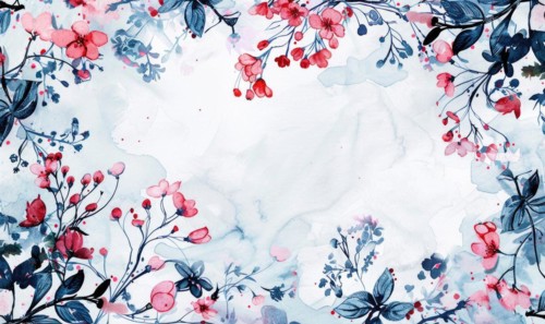 Watercolor flowers and lives, floral background space for text AI generated