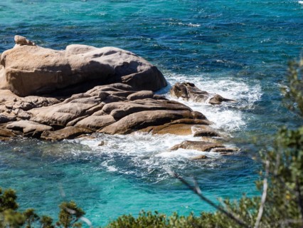 Granite rock formation in the sea, Baja Sardinia, Costa Smeralda, Sardinia, Italy, Europe