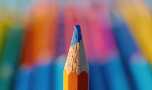Close-up of a set of colored pencils AI generated