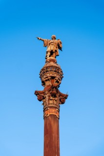 Columbus Column at the end of the Ramblas, Christopher Columbus points towards the New World,