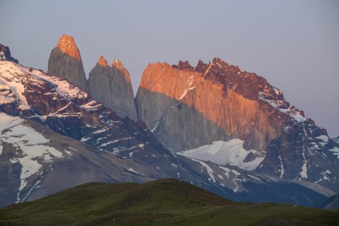 Andes mountain range, morning light, Torres del Paine National Park, Parque Nacional Torres del