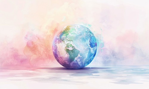 Earth globe against a pastel-colored background AI generated