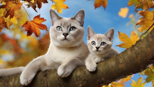 AI generated, animal, animals, mammal, mammals, cat, felidae (Felis catus), a cat and a kitten