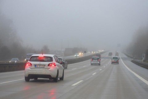 Poor visibility on the A 9 motorway, Thuringia, Germany, Europe