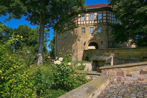 Access to the moated castle Sachsenheim, Grosssachsenheim Castle, former moated castle, archway,