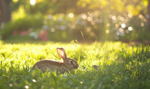 A bunny enjoying a sunny patch of grass AI generated
