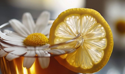 Chamomile tea served with lemon AI generated