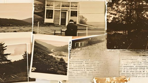 AI generated collage of overlapping faded polaroid photos