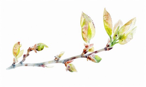 Tree sprout with coins growing from its buds, watercolor illustration on white background AI
