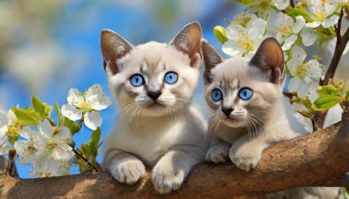 KI generated, animal, animals, mammal, mammals, cat, felidae (Felis catus), two kittens resting in
