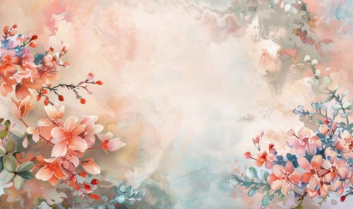 Watercolor flowers and lives, floral background space for text AI generated