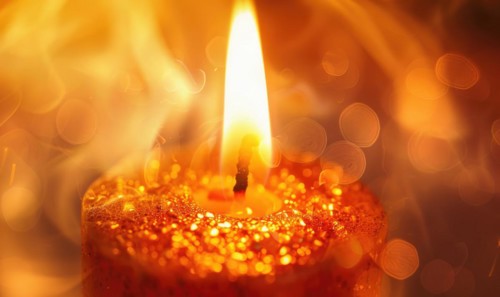 Close-up of a candlewick engulfed in flames AI generated