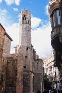 Tower at the cathedral in Barcelona, Spain, Europe