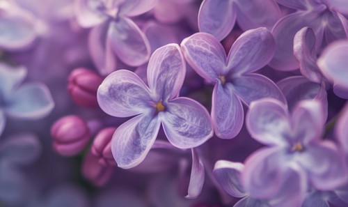 A close-up of lilac petals, closeup view, soft focus AI generated