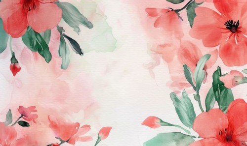 Watercolor flowers and lives, floral background space for text AI generated