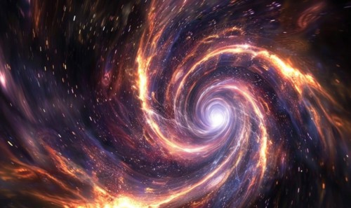 A vibrant abstract representation of a swirling galaxy with stars AI generated