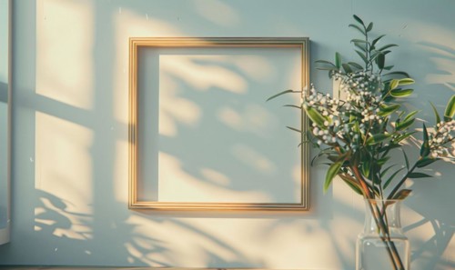 Delicate wooden frame on the wall AI generated