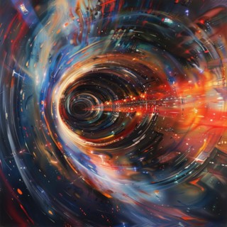 A bright abstract swirl with red and blue, representing dynamic motion and energy AI generated