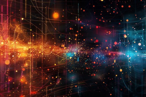 A captivating visualization of complex data, depicted as interconnected lines and nodes,
