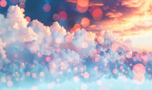 Cloud data storage concept with abstract digital clouds AI generated