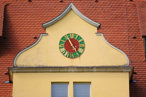 Clock, number time, Winnental Castle built in the 15th century by the Knights of the Teutonic Order
